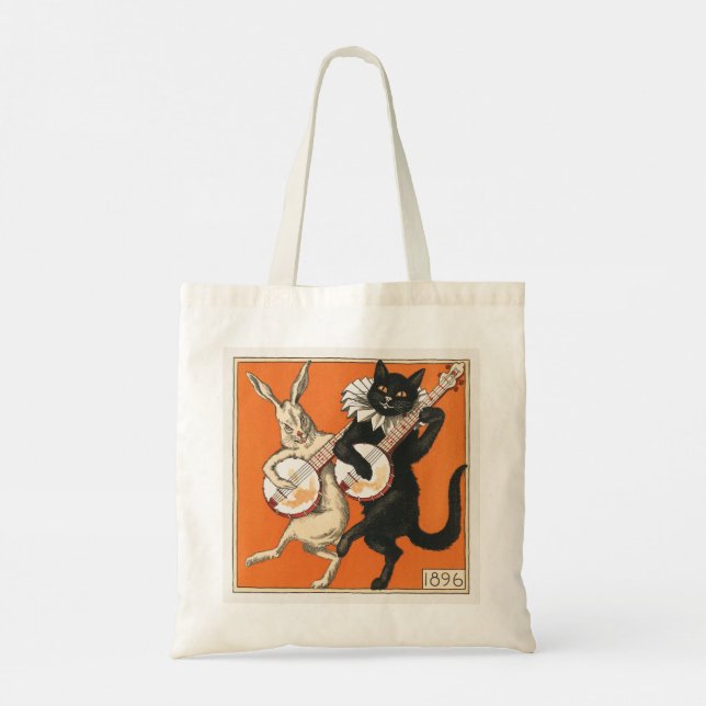 Tote Bag Lapin et chat dansants musicaux  (Dos)