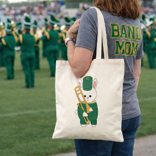Tote Bag Lapin joueur de trombone de la fanfare Vert Or