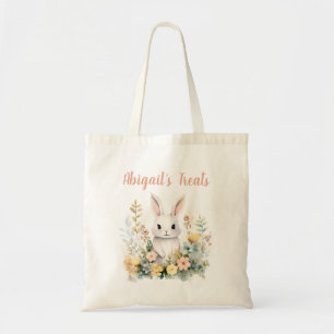 Tote Bag Lapin Lapin Fleur sauvage Rose Personnalisé