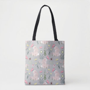 Tote Bag lapin mignon avec fleurs et papillons