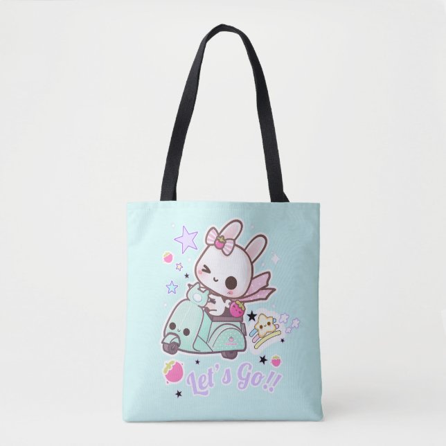 Tote Bag Lapin mignon avec le scooter de kawai (Devant)