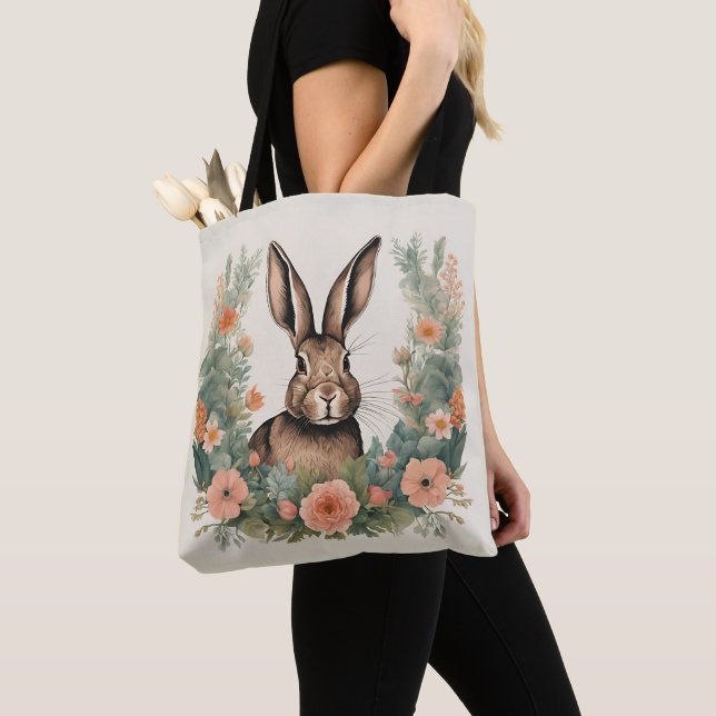 Tote Bag Lapin mignon Cottagecore (De près)