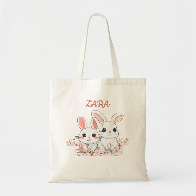 Tote Bag Lapin Mignon Imprimé (Devant)