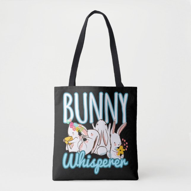 Tote Bag Lapin Whisperer Rabbit Amoureux Pâques (Devant)