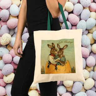 Tote Bag Lapins dans un œuf d'or, Pâques victorienne vintag