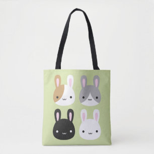 Tote Bag Lapins de Kawaii Bunny réversible