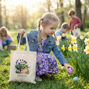 Tote Bag Lapins Personnalisés Fille Pâques Mignons