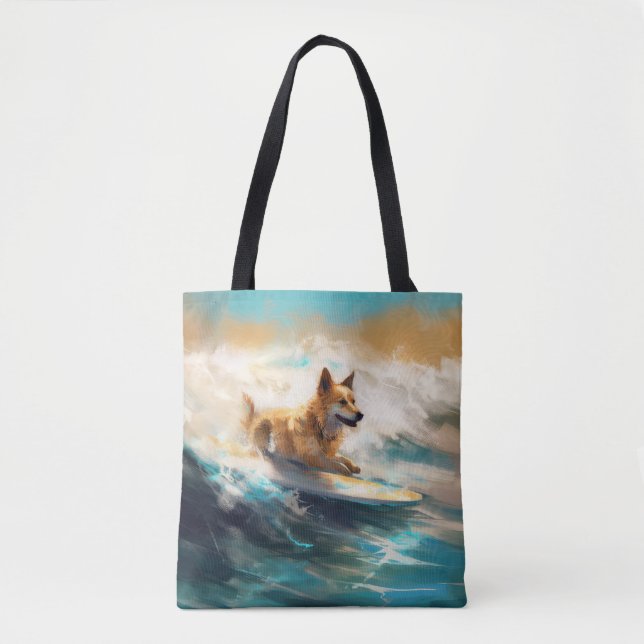 Tote Bag Lapphund Plage Finlandaise Plage Surf Peinture (Devant)