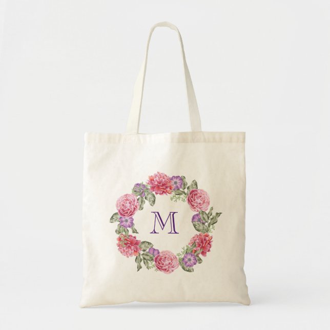 Tote Bag L'aquarelle florale de guirlande fleurit le (Devant)