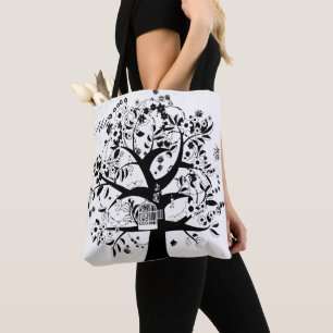 Tote Bag L'arbre de vie noir et blanc