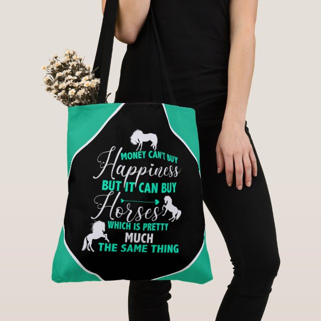 Tote Bag L'argent peut acheter Cheval Mint Green (De près)