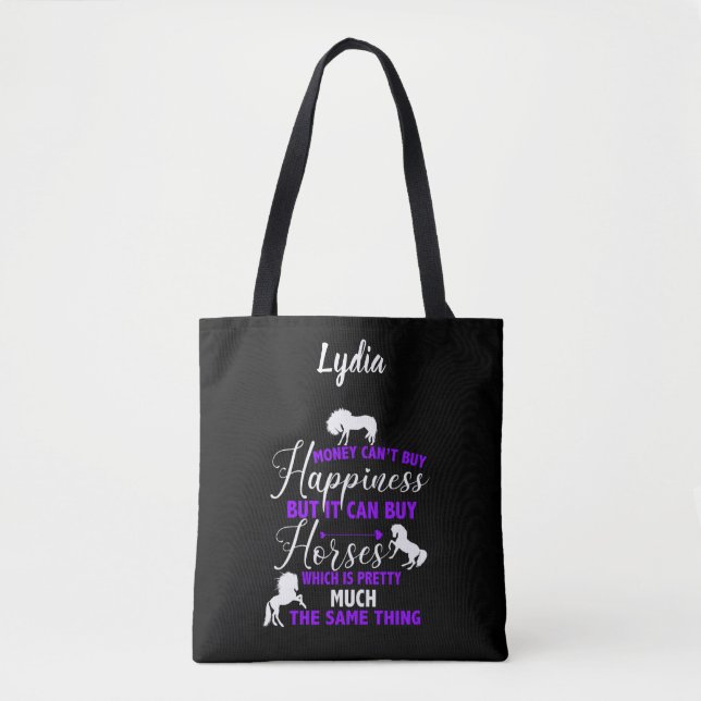 Tote Bag L'argent peut acheter des chevaux violet personnal (Devant)