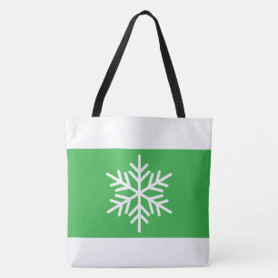 Tote Bag Larges Rayures Vert Clair Blanc Flocon de Neige