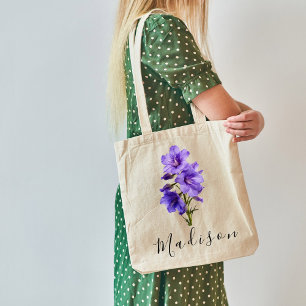 Tote Bag Larkspur Juillet personnalisé Fleur de naissance C