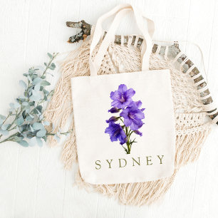 Tote Bag Larkspur Juillet personnalisé Fleur de naissance C