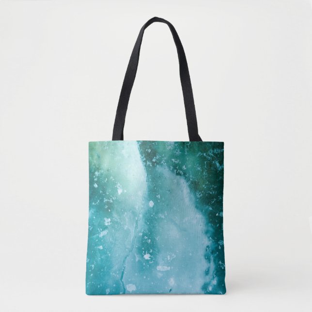 Tote Bag L'art Abstrait de glace turquoise (Devant)