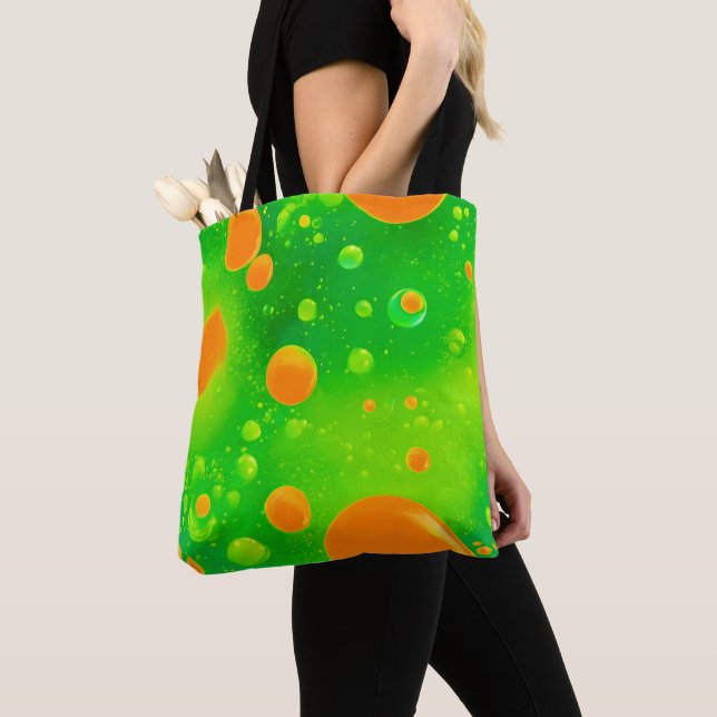Tote Bag L'art Abstrait de la bulle orange et verte (De près)