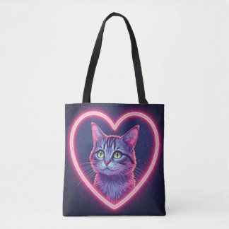 Tote Bag L'art de l'amour félin lumineux | Cadeau pour amou
