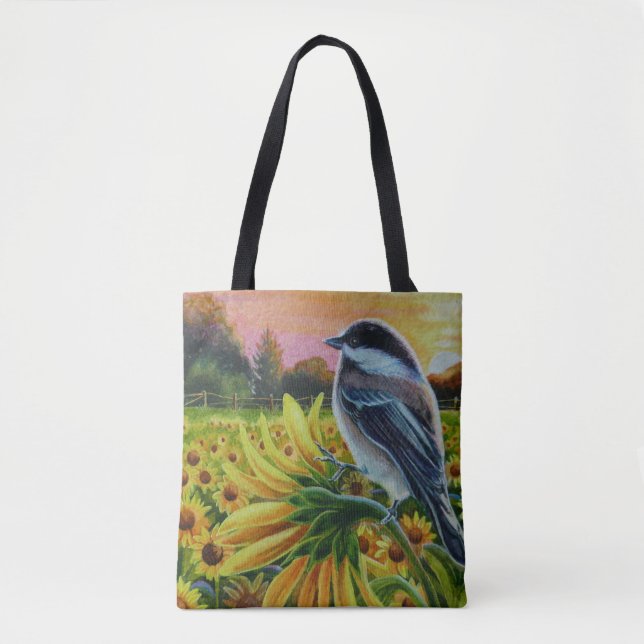 Tote Bag L'art de l'aquarelle de la ferme de tournesols d'o (Devant)