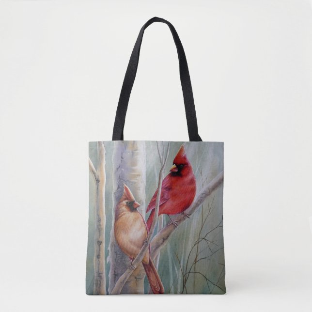 Tote Bag L'art de l'aquarelle rouge cardinal (Devant)