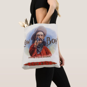 Tote Bag L'art des étiquettes de cigare vintage, Cowboy att