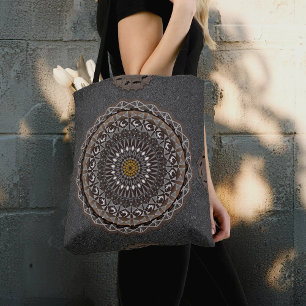 Tote Bag L'art du kaki crocodylus porosus mandala