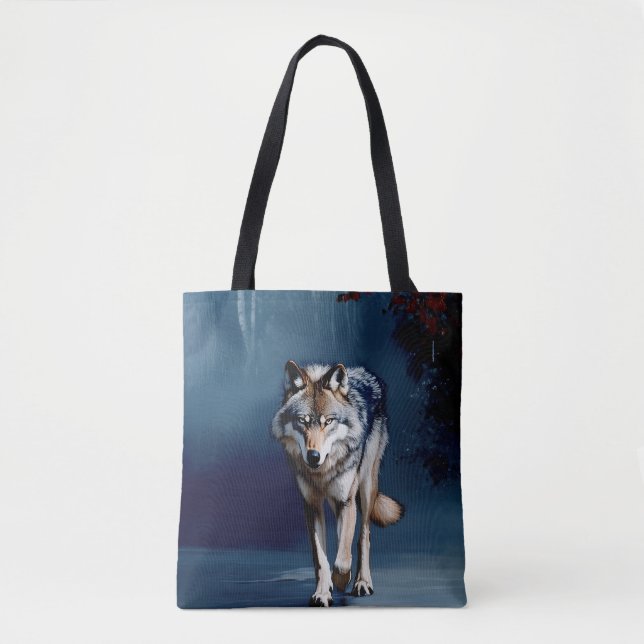 Tote Bag L'art faunique du loup gris (Devant)