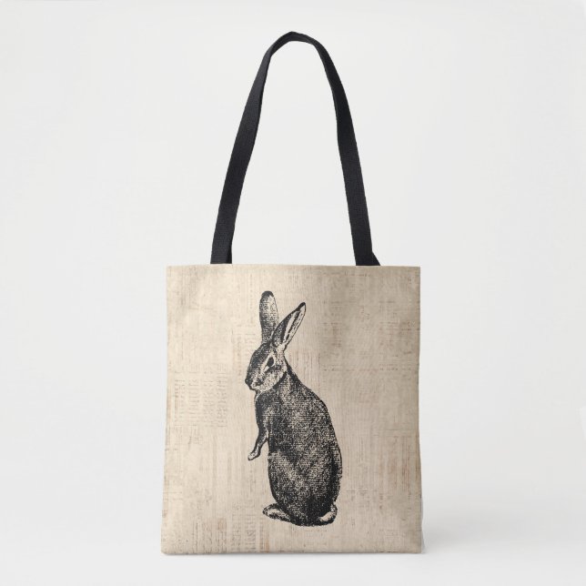 Tote Bag L'art lapin d'antan avec son script (Devant)