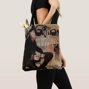Tote Bag L'art nouveau vintage Le Grillon, homme buvant de