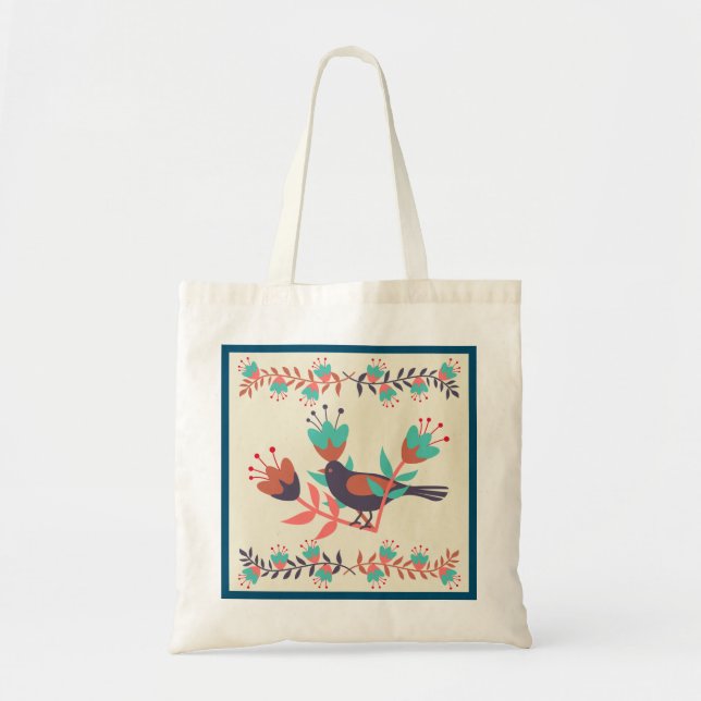 Tote Bag L'art populaire mignon et floral (Devant)