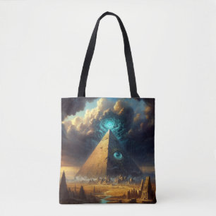 Tote Bag L'art pyramidal bleu mystique