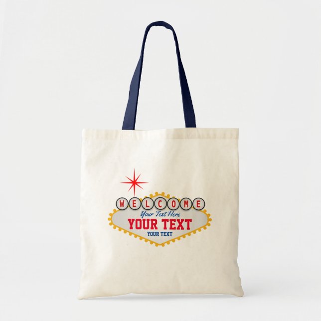 Tote Bag Las Vegas Affiche de bienvenue Votre texte (Devant)