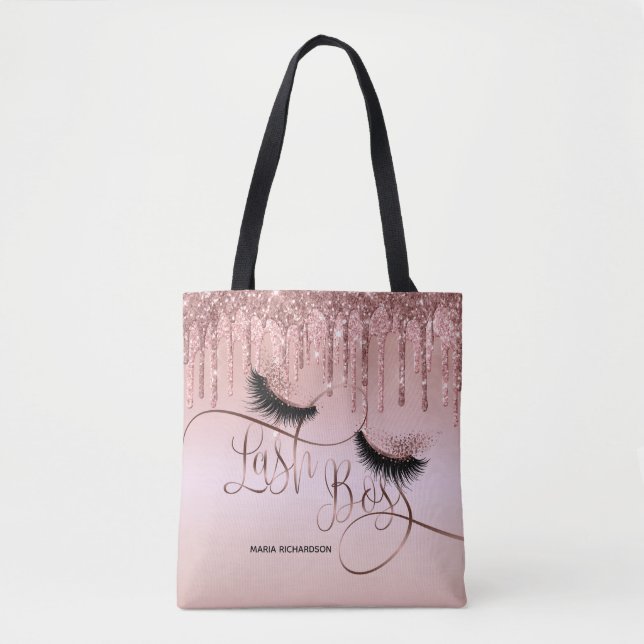 Tote Bag Lash Boss Makeup Eyebrow Eyes Lashes Dripping Gold (Devant)