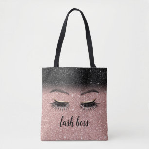 Tote Bag Lash Boss Salon Eyelash Rose Gold & Black Parties 
