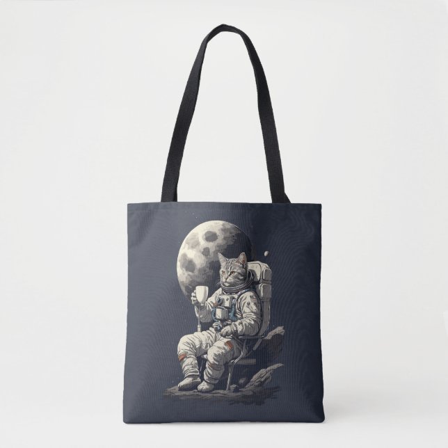 Tote Bag L'astronaute Chat ayant une coupe de café (Devant)