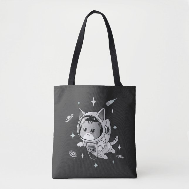 Tote Bag L'astronaute Chat dans l'espace Cute Chat (Devant)