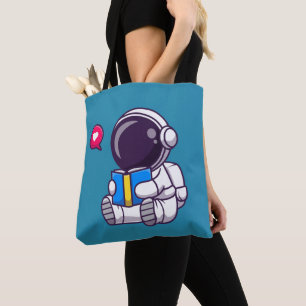 Tote Bag L'astronaute lit le livre enfants mignons