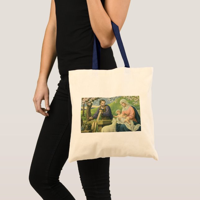 Tote Bag L'atelier de Joseph avec Marie et l'enfant Jésus (Devant (produit))