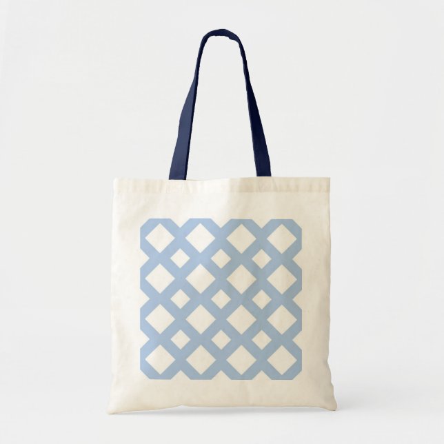 Tote Bag Lattice bleu clair sur blanc (Devant)