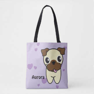 Tote Bag L'aurore à la mode mignonne le carlin Purple Heart