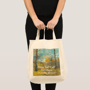 Tote Bag L'automne doré dans une aquarelle en chênaie