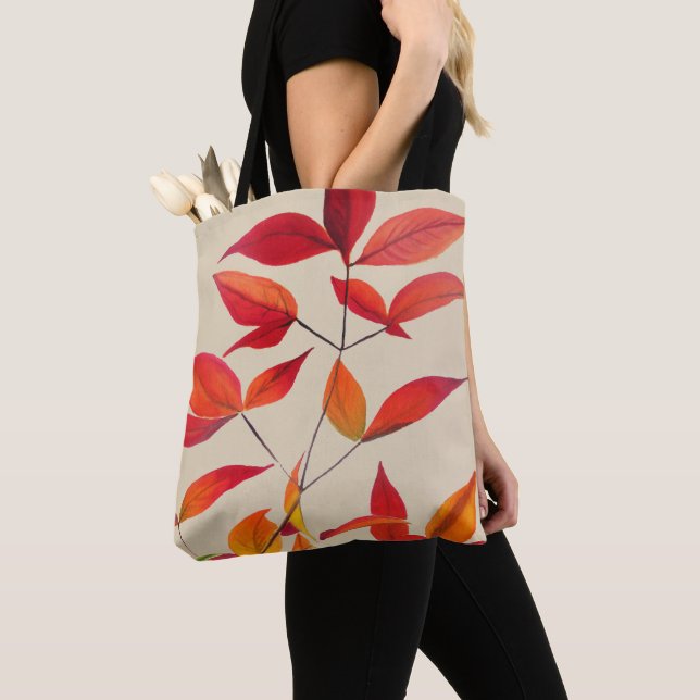 Tote Bag L'automne d'origine feuilles aquarelle art (De près)