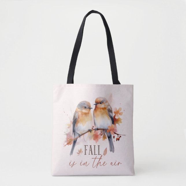 Tote Bag L'Automne Est Dans L'Air - Beaux Oiseaux Et Feuill (Devant)