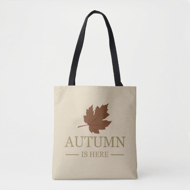 Tote Bag L'automne est ici aquarelle feuille automne octobr (Devant)