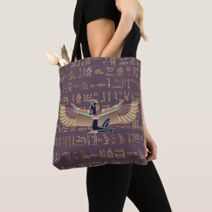 Tote Bag Lavande d'or Princesse égyptienne Hiéroglyphes