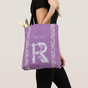Tote Bag Lavande Élégant Simple Moderne Preppy Monogramme