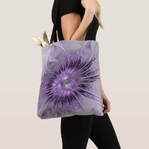 Tote Bag Lavande Fleur Dream Moderne Abstrait Fractal Art