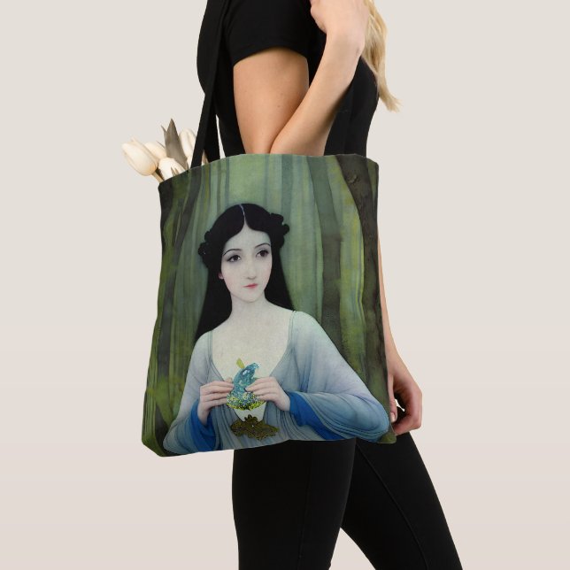 Tote Bag Lave-encre illustration de la belle femme à Woods (De près)