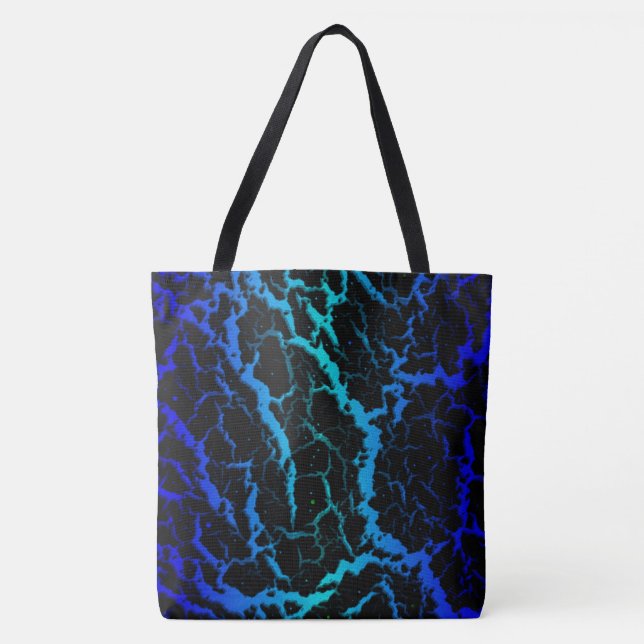 Tote Bag Lave spatiale fissurée - Bleu/Cyan (Devant)