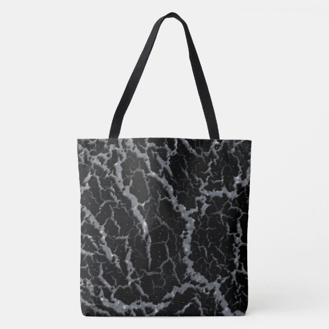 Tote Bag Lave spatiale fissurée - Paillettes argentées (Devant)
